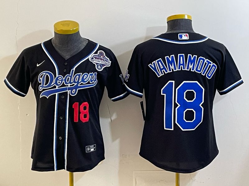 Youth 2026 Los Angeles Dodgers #18 Yamamoto Black Game Nike MLB Jersey style 007